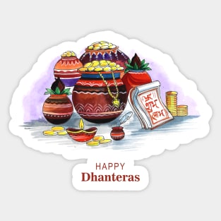 Happy Dhanteras Watercolor Sticker